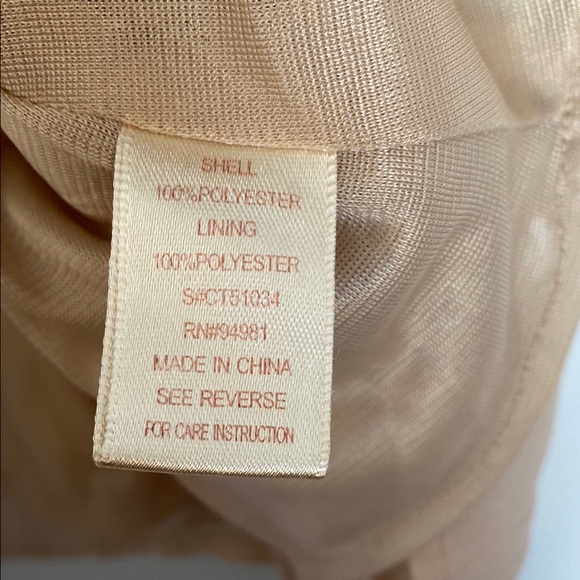 Tan Champagne Puff Sleeve Embellished Babydoll Top Dress - Picture 5 of 7